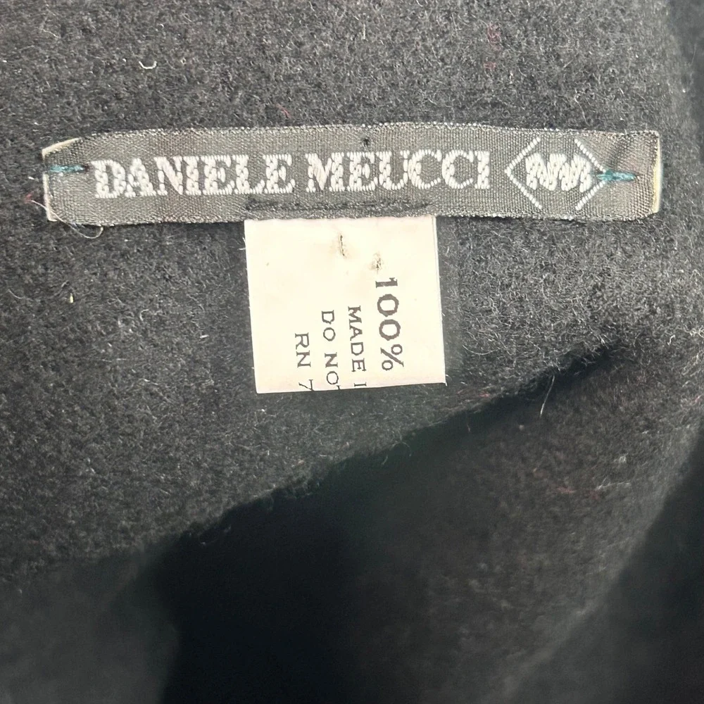Daniele Meucci boiledWool Cloche Hat Flower Teal OS Vintage flapper Italian